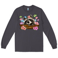 Smoke raccoon with flowers Long Sleeve Tee - MaliasSmallBusiness