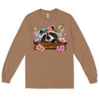 Toasted Coconut raccoon with flowers Long Sleeve Tee - MaliasSmallBusiness