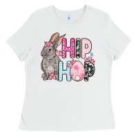 White Easter Day Hip hop bunny Ladies Tee - OliviaCreatesArt