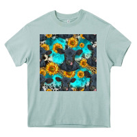 Arona black angus and sunflowers seamless pattern Heavy Core Tee - HRA Design Shop