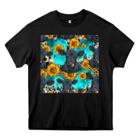 Black black angus and sunflowers seamless pattern Heavy Core Tee - HRA Design Shop