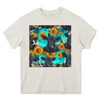 Cream black angus and sunflowers seamless pattern Heavy Core Tee - HRA Design Shop