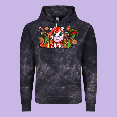 Joy Unicorn Christmas Vintage Hoodie Designed By Nancycooperartshop