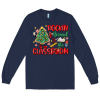 Navy rockin around the clasroom teacher Long Sleeve Tee - MaliasSmallBusiness