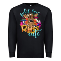 Black Holy cow i am cute baby cow Premium Sweatshirt - HowdyJamesFarm