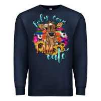 Navy Holy cow i am cute baby cow Premium Sweatshirt - HowdyJamesFarm