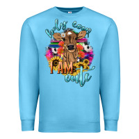 Ocean Blue Holy cow i am cute baby cow Premium Sweatshirt - HowdyJamesFarm