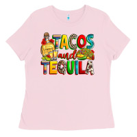 Bubblegum Pink tacos and tequila Ladies Tee - RanaPortraitStore