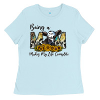 Baby Blue being a mom makes my life complate Ladies Tee - CowhideDigitalArt