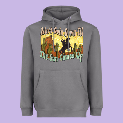 Ain't Goin Down Til The Sun Comes Up Cowboy Heavyweight Hoodie Designed By Howdyjamesfarm