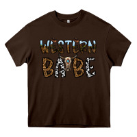 Chocolate Brown western babe Heavy Core Tee - CowhideDigitalArt