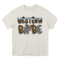 Cream western babe Heavy Core Tee - CowhideDigitalArt