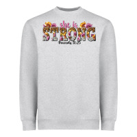 Heather Grey she is strong proverbs 31 25 Heavyweight Sweatshirt - NancyCooperArtShop