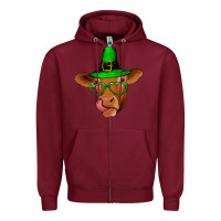 Burgundy St Patricks Day Cow Zipper Hoodie - Bettercallsaul