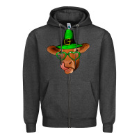 Charcoal Heather St Patricks Day Cow Zipper Hoodie - Bettercallsaul