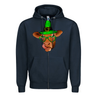 Navy St Patricks Day Cow Zipper Hoodie - Bettercallsaul