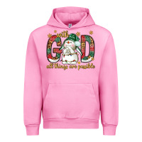 Fuchsia Pink with god all things are possible with snowman bbs Urban Hoodie - BundleAndBundleShop