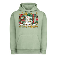 Pigment Oil Green with god all things are possible with snowman bbs Urban Hoodie - BundleAndBundleShop