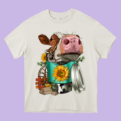 Simmental Cow Coffee Cup Heavy Core Tee Designed By Fadigitalartstudio