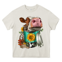 Cream Simmental Cow Coffee Cup Heavy Core Tee - FaDigitalArtStudio
