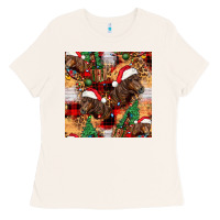 Bone christmas horse leopard tartan Ladies Tee - FaDigitalArtStudio