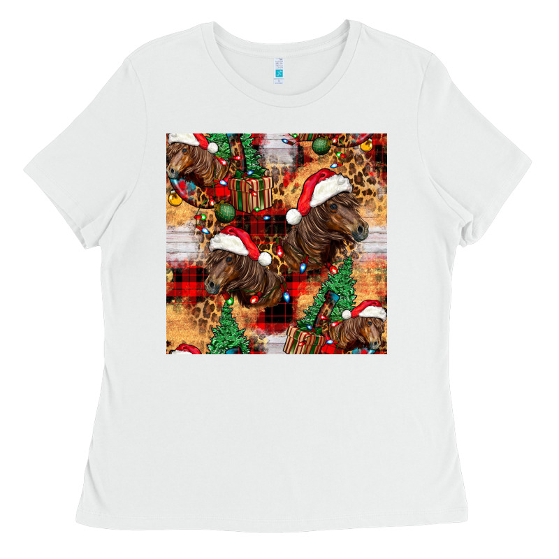 Christmas Horse Leopard Tartan Ladies Tee by FaDigitalArtStudio | Teevron
