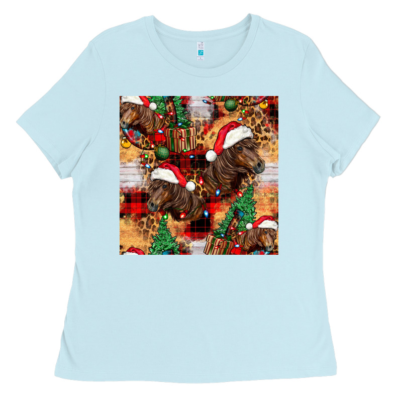 Christmas Horse Leopard Tartan Ladies Tee by FaDigitalArtStudio | Teevron