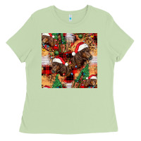 Matcha christmas horse leopard tartan Ladies Tee - FaDigitalArtStudio