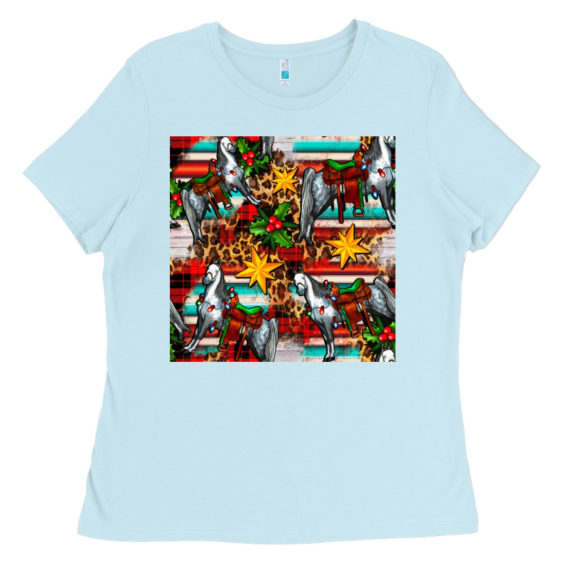 Christmas Horse Leopard Tartan Ladies Tee by FaDigitalArtStudio | Teevron