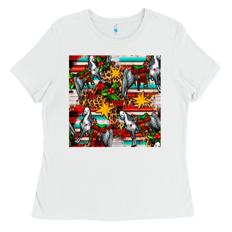 Christmas Horse Leopard Tartan Ladies Tee by FaDigitalArtStudio | Teevron