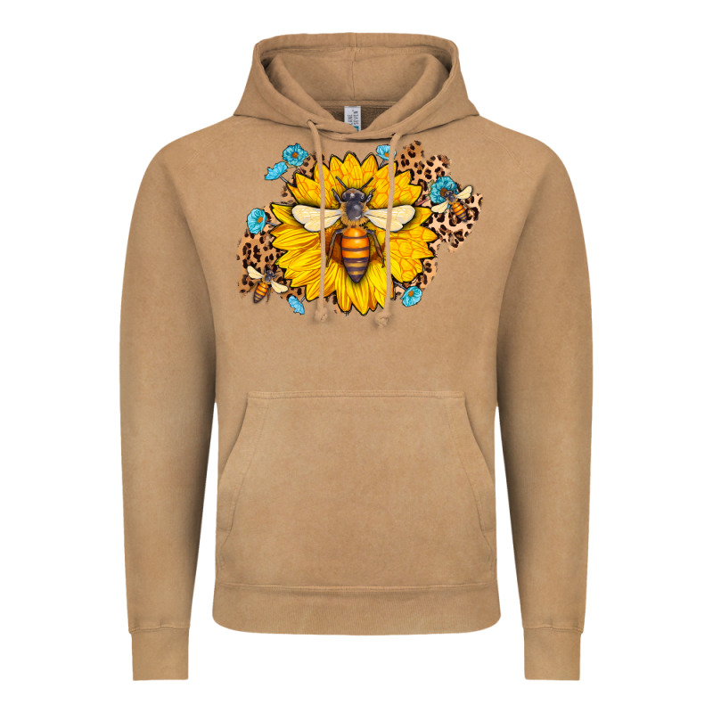 Bee Sunflower Leopard Vintage Hoodie by Jasminsmagicworld | Teevron