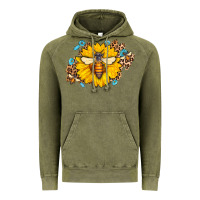 Vintage Olive bee sunflower leopard Vintage Hoodie - Jasminsmagicworld