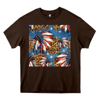 Chocolate Brown 4th of july indian headdress seamless pattern Heavy Core Tee - HRA Design Shop