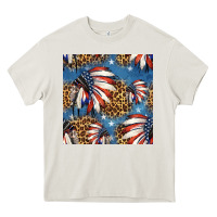 Cream 4th of july indian headdress seamless pattern Heavy Core Tee - HRA Design Shop