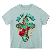 Arona he is risen cross with roses Heavy Core Tee - BarkalooDesign