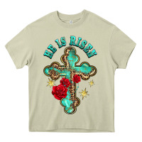 Mossy he is risen cross with roses Heavy Core Tee - BarkalooDesign