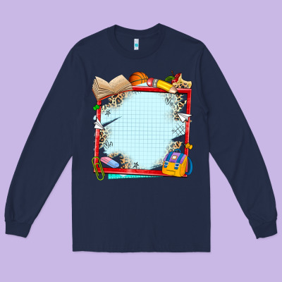 School Your Text Here Long Sleeve Tee Designed By Nancycooperartshop