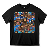 Black 4th of juky veteran boots seamless pattern Heavy Core Tee - HRA Design Shop