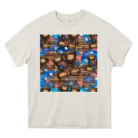 Cream 4th of juky veteran boots seamless pattern Heavy Core Tee - HRA Design Shop
