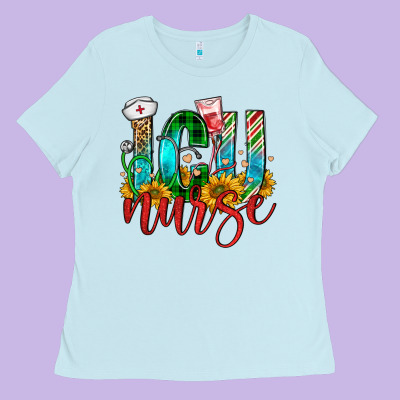 Christmas Icu Nurse Ladies Tee Designed By Fadigitalartstudio