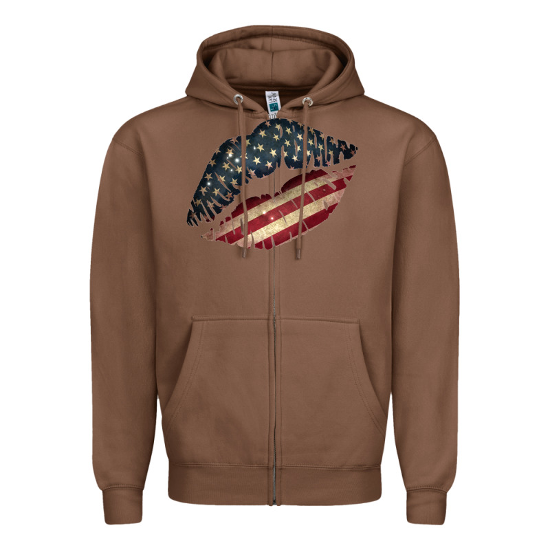 Vintage American Flag Lips Zipper Hoodie by Bettercallsaul | Teevron