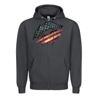 Smoke Vintage American Flag Lips Zipper Hoodie - Bettercallsaul