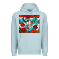 Blue Mist bull skull rose Premium Hoodie - TumblerDesignByShophia