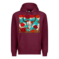 Burgundy bull skull rose Premium Hoodie - TumblerDesignByShophia