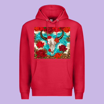 Bull Skull Rose Premium Hoodie Designed By Tumblerdesignbyshophia