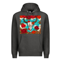 Charcoal Heather bull skull rose Premium Hoodie - TumblerDesignByShophia