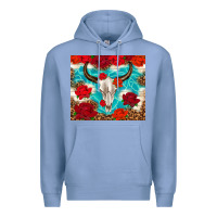 Colony Blue bull skull rose Premium Hoodie - TumblerDesignByShophia