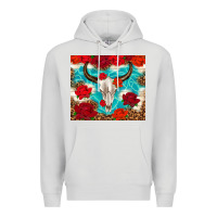 Dove Grey bull skull rose Premium Hoodie - TumblerDesignByShophia