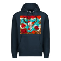 Navy bull skull rose Premium Hoodie - TumblerDesignByShophia