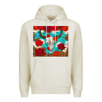 Oatmeal Heather bull skull rose Premium Hoodie - TumblerDesignByShophia